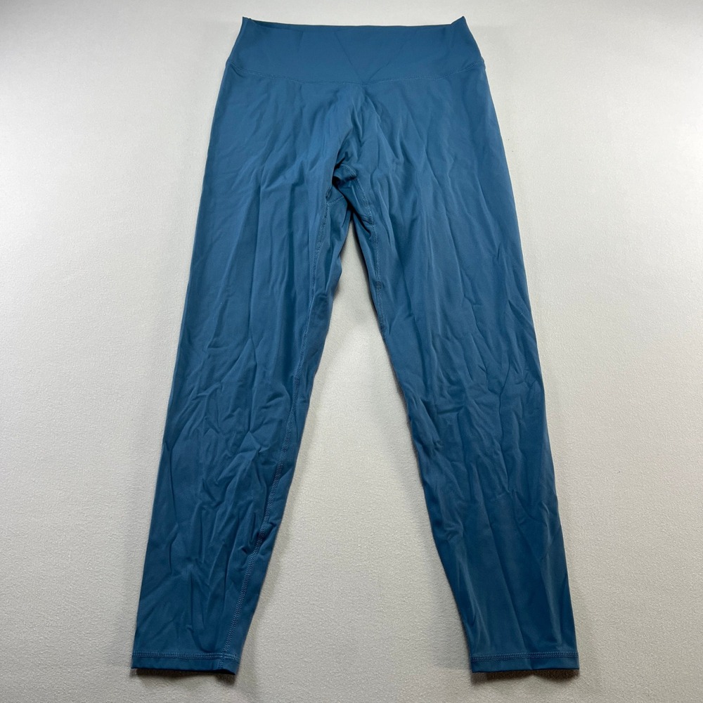 Womens Fitness Leggings Large Blue Stretch High Waist Skinny Leg Workout Yoga